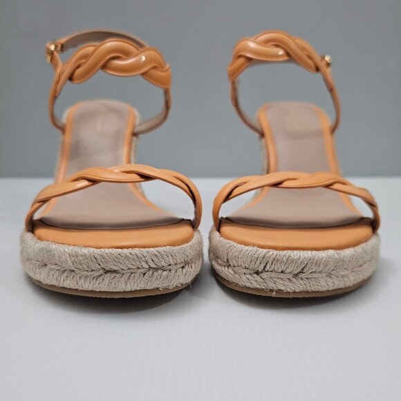 NEW Stuart Weitzman Twist Sandal Size 10 Mango Orange Leather Wedge Espadrille - Picture 6 of 13